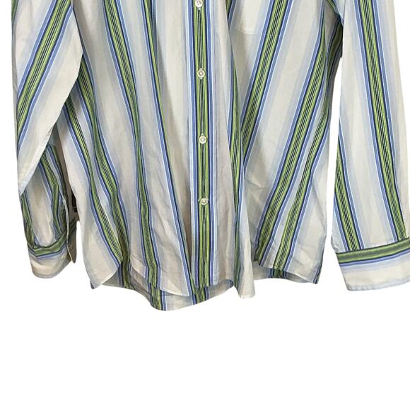 Facconable French Riviera Classique Striped Long Sleeve Button Down Shirt Mens M - Picture 4 of 11